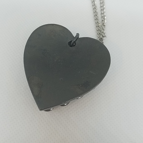Gun Metal Paper Clip Necklace with Heart